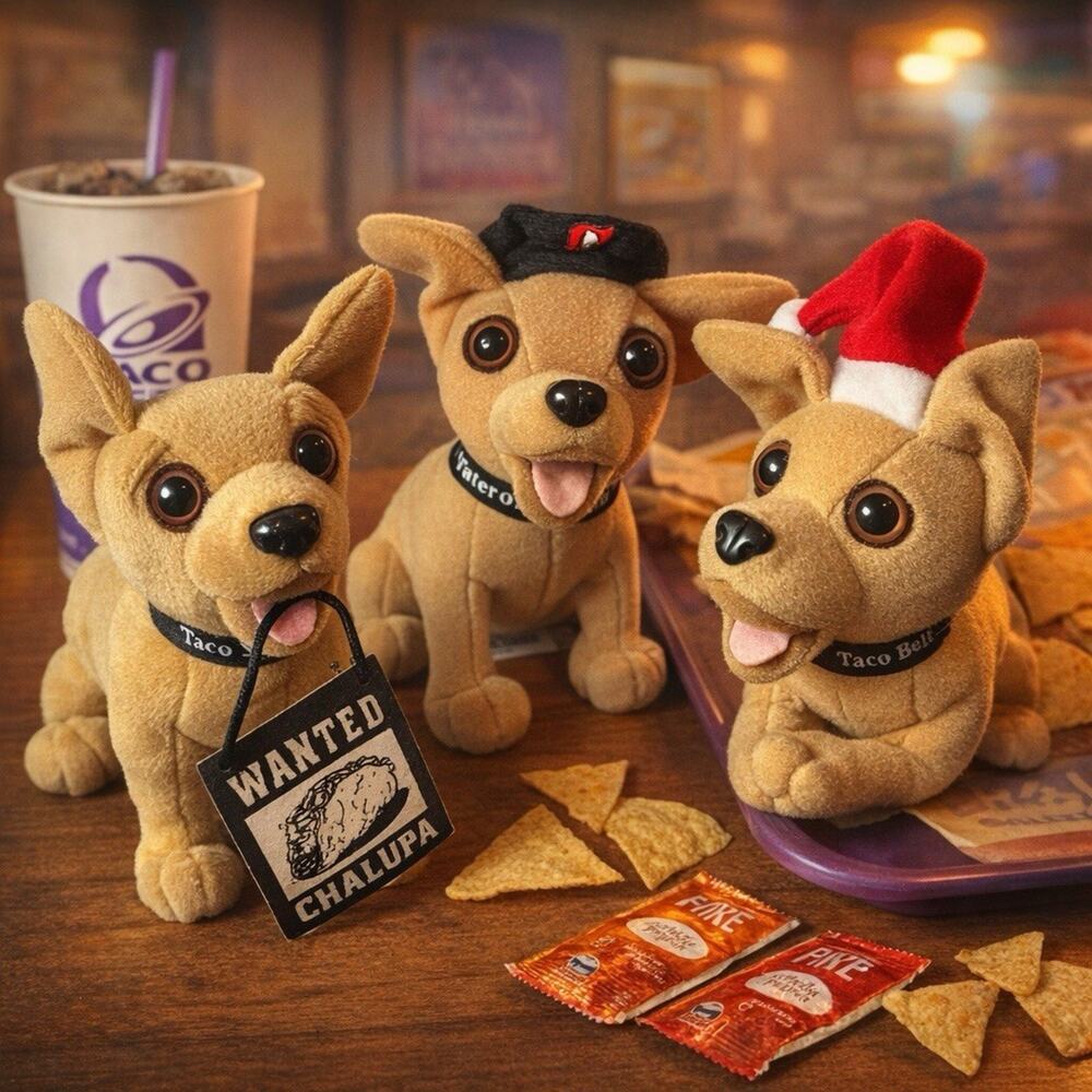 Vintage Taco Bell Chihuahua Plush Lot 3 Talking Dogs Non Working 1990s